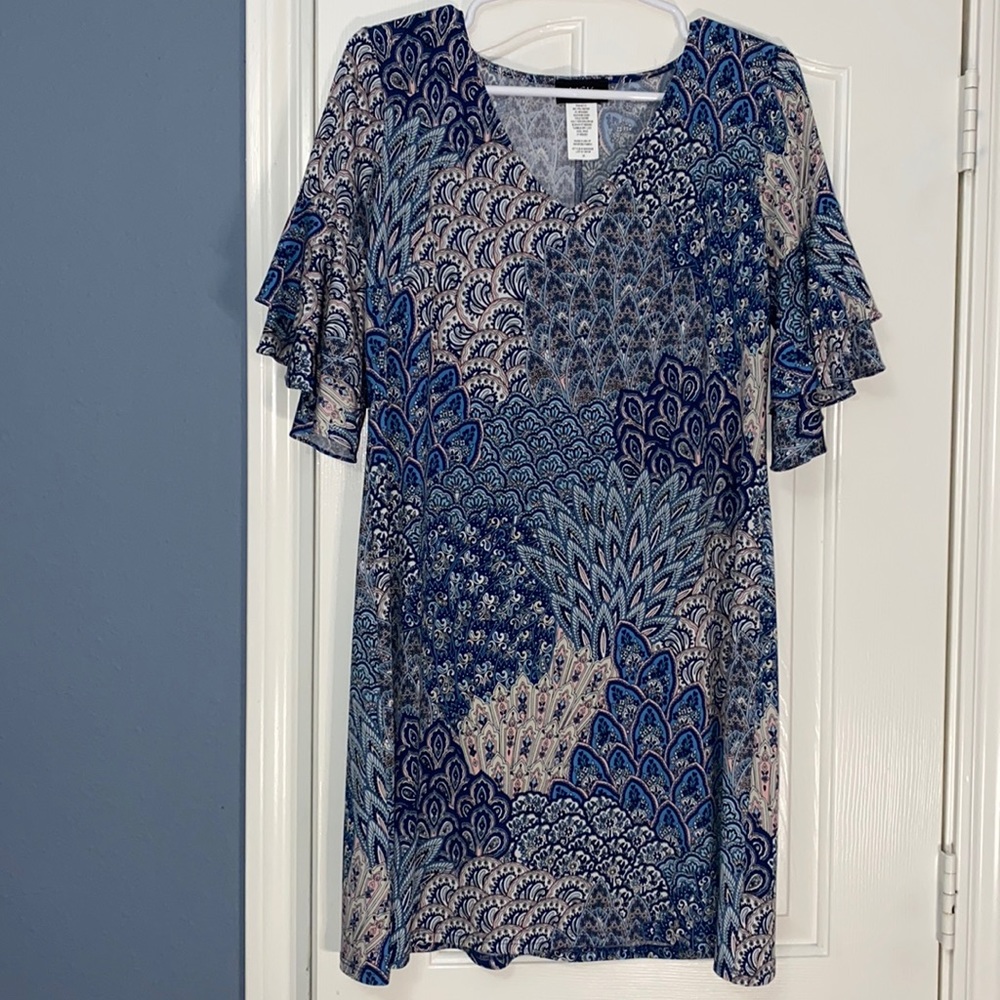 MSK Paisley Print Ruffle Sleeve Dress Size M